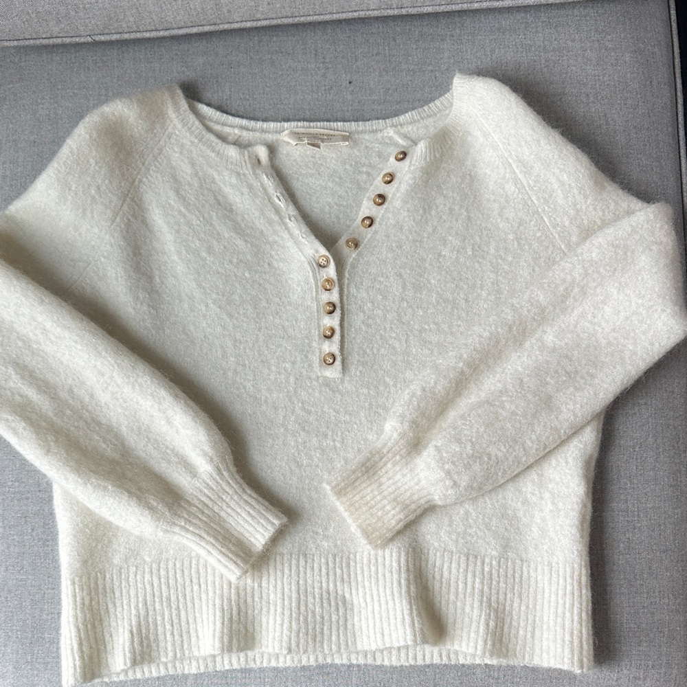 SÉZANE Ivory Sweater with Button Detail